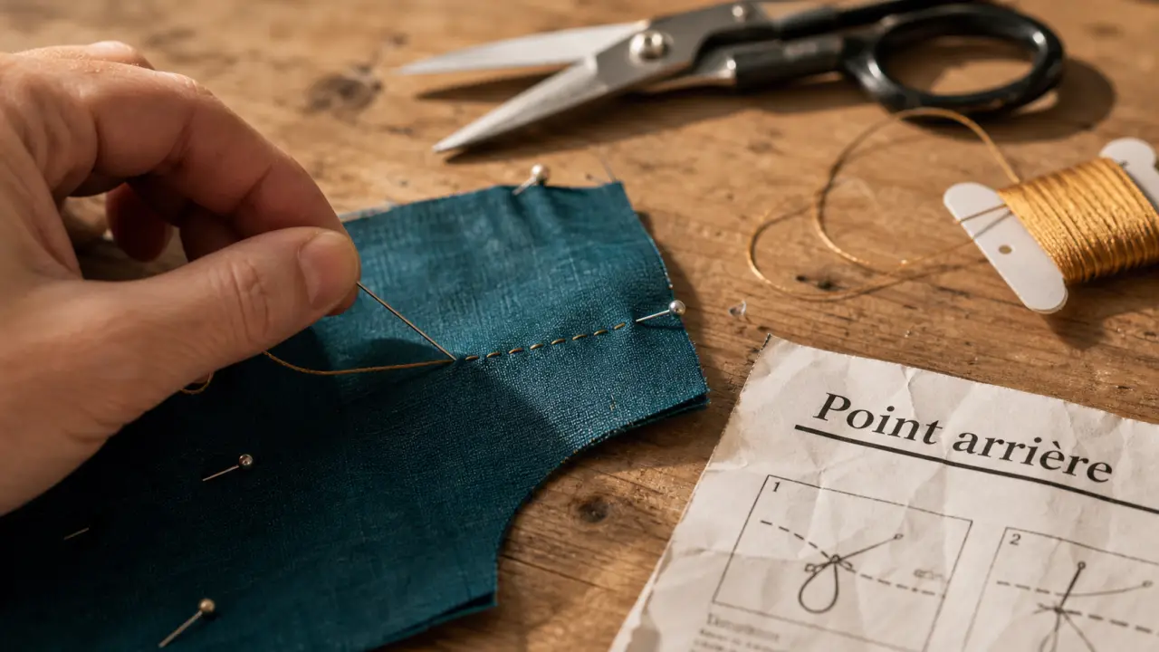 Point arrière couture main pour relier 2 tissus