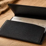 Porte chequier en cuir noir A6 A5, photo produit