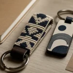 Porte clé en tissu tissé et imprimé