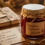 Cadeau fais main : confiture maison en bocal, étiquette artisanale