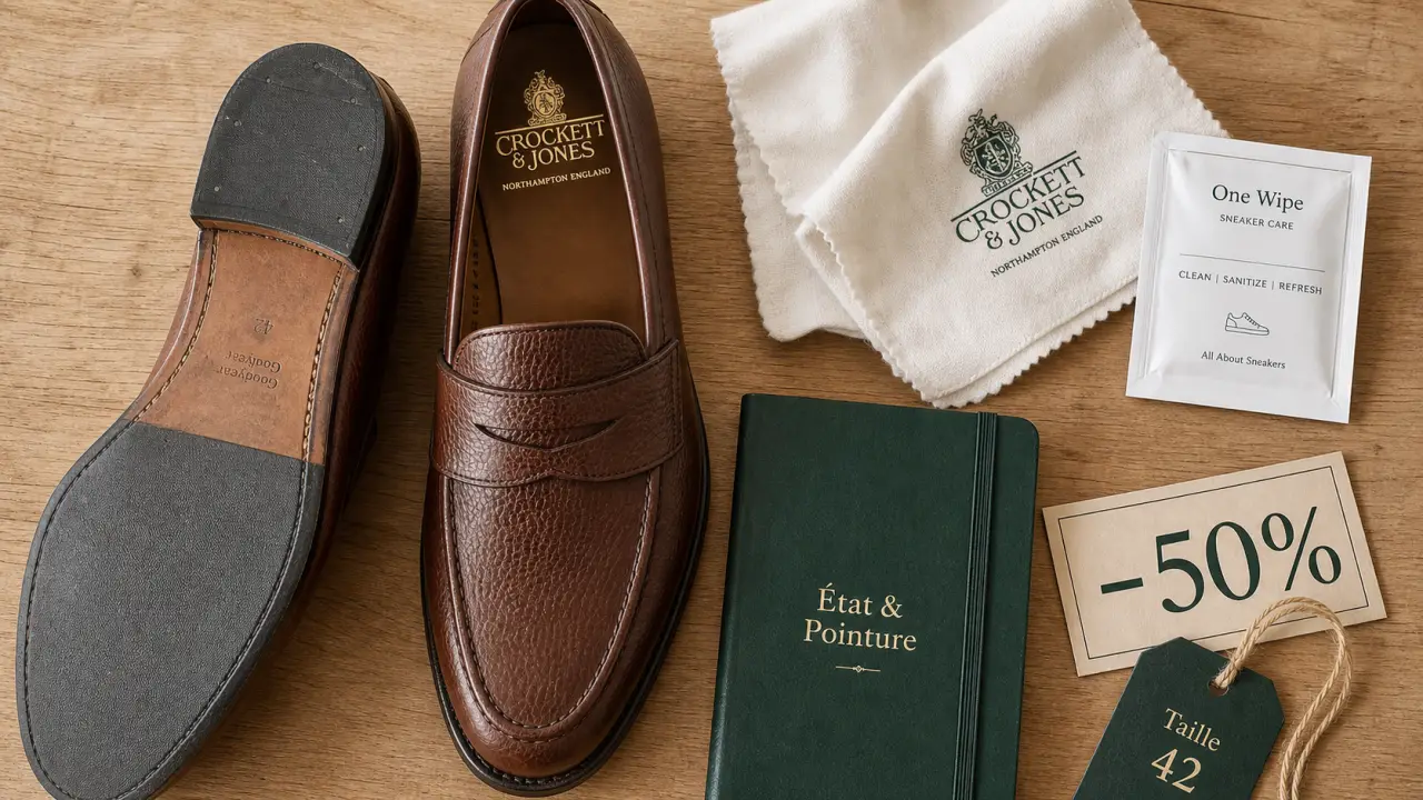 Chaussures seconde main propres et en bon état, prêtes à porter
