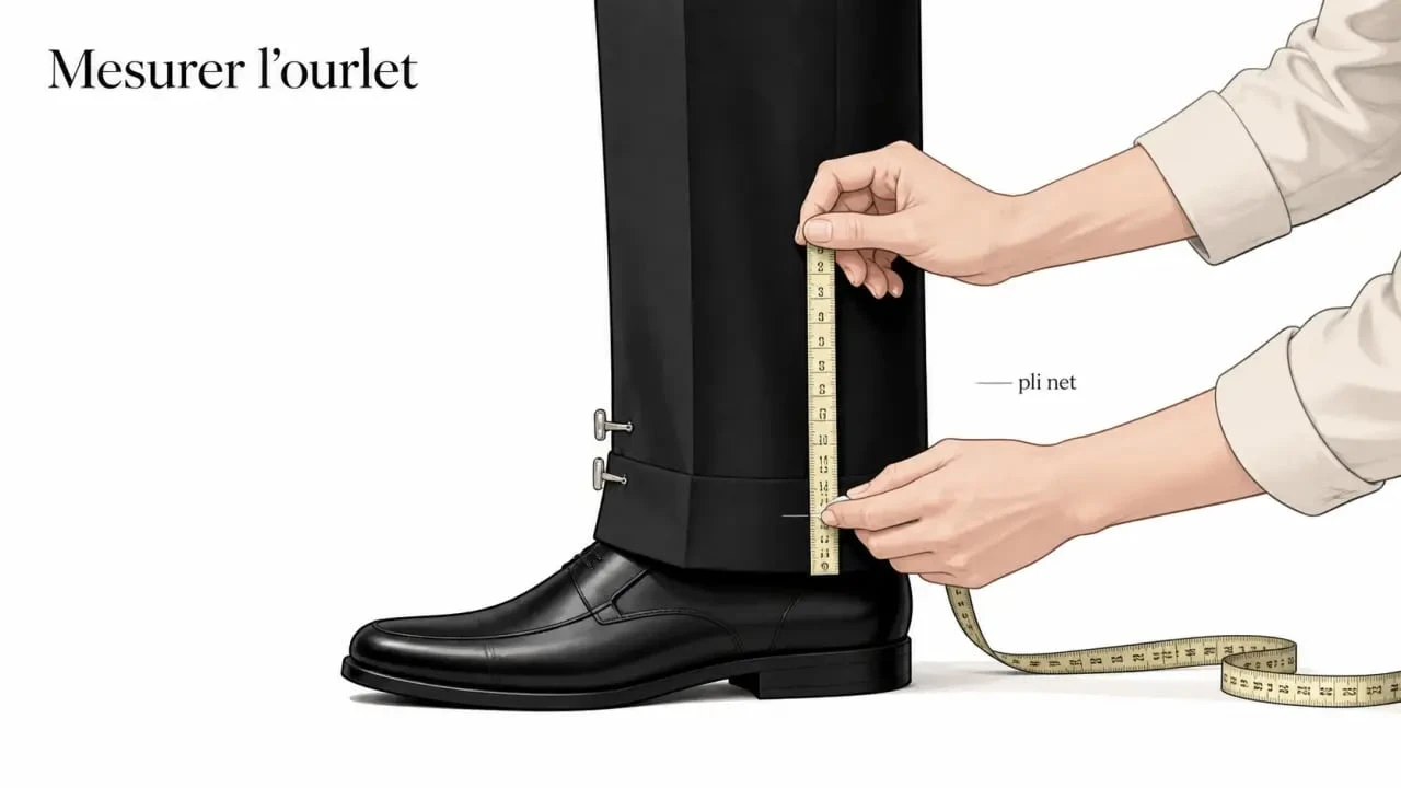 Faire un ourlet sans coudre : mesurer et marquer le bas d'un pantalon avec clips ourlet