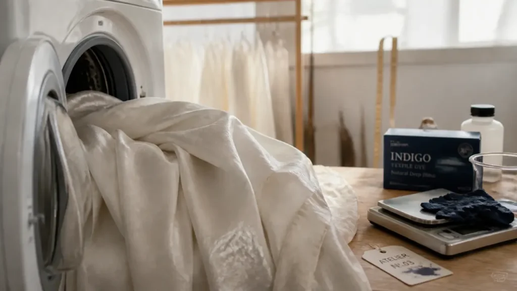 Teindre rideaux en machine à 30°C : rideau en coton humide et teinture textile
