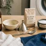 Adoucissant naturel pour linge : vinaigre, bicarbonate et sel d’Epsom en cuisine