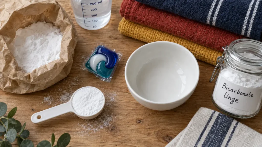 Bicarbonate sur le linge de couleur : le bon dosage pour rafraîchir sans dégorger
