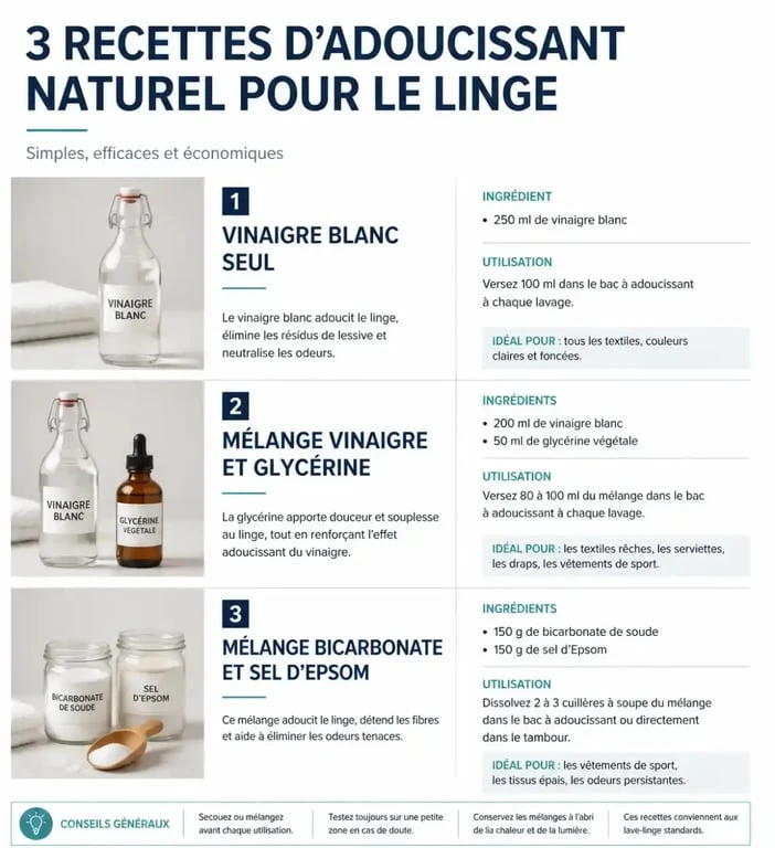 Recettes d'adoucissant naturel pour linge maison