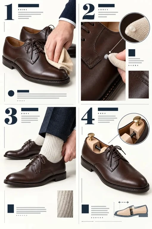 Étapes pour assouplir le cuir de chaussures avec soin léger, port progressif et embauchoir