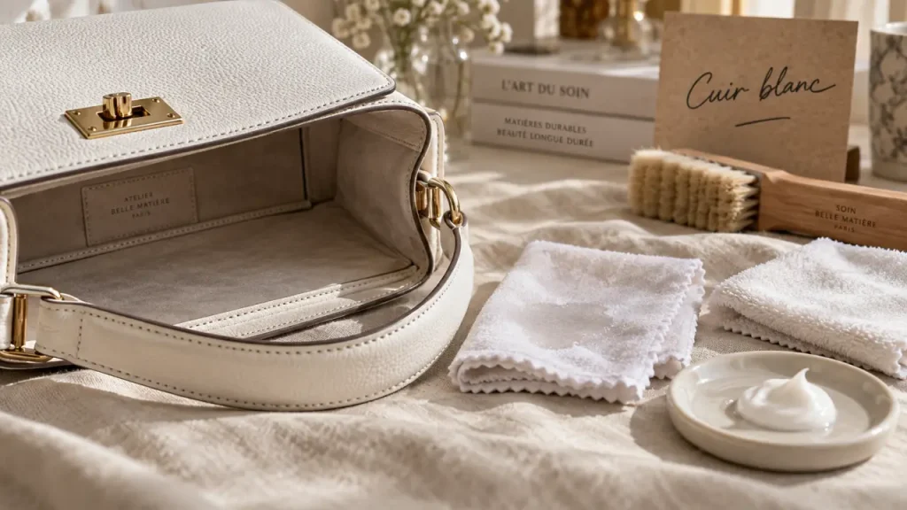 Nettoyer le cuir blanc sans auréoles, du dépoussiérage à la protection