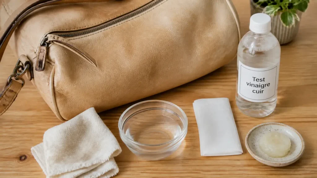 Vinaigre blanc sur un sac en cuir : le bon dosage, le bon geste et les erreurs à éviter