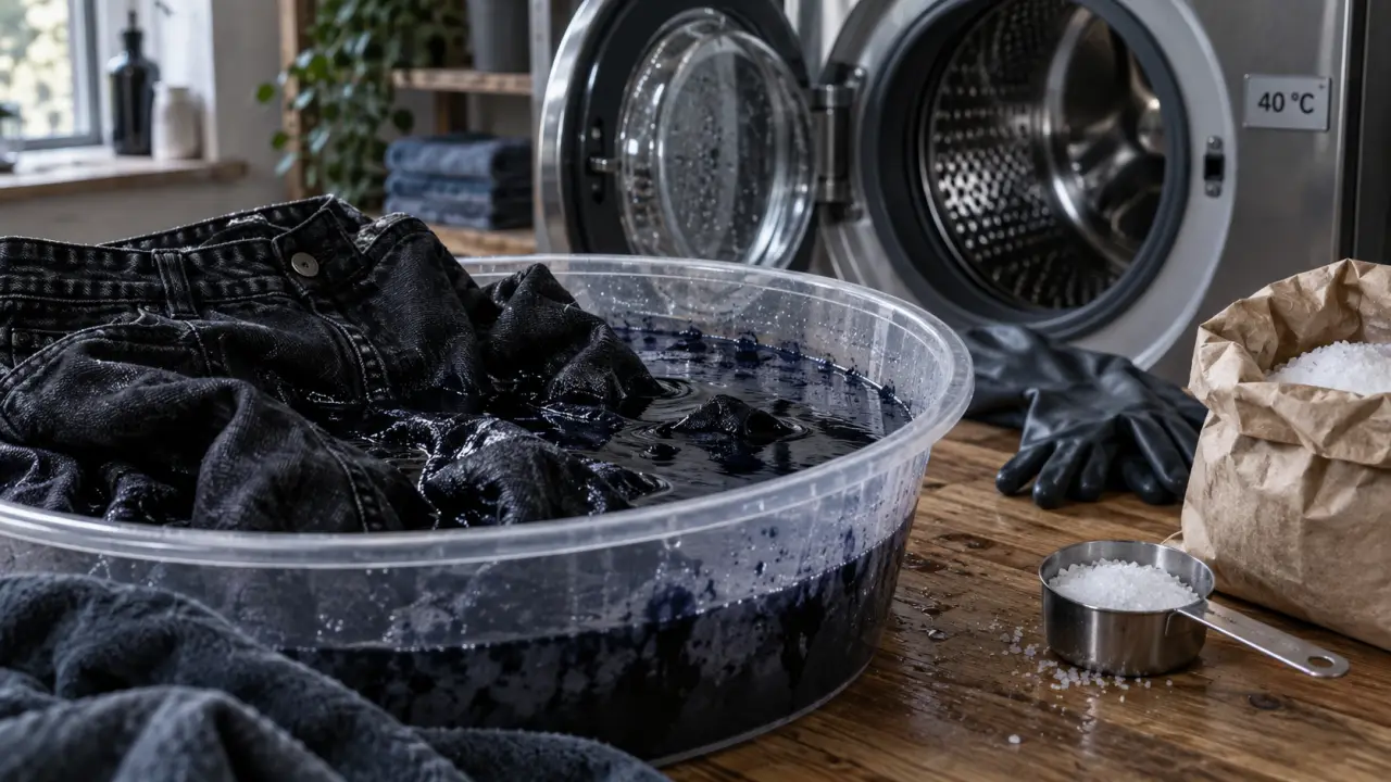 Teindre un jean noir à 40 °C : denim humide, cuvette et machine à laver