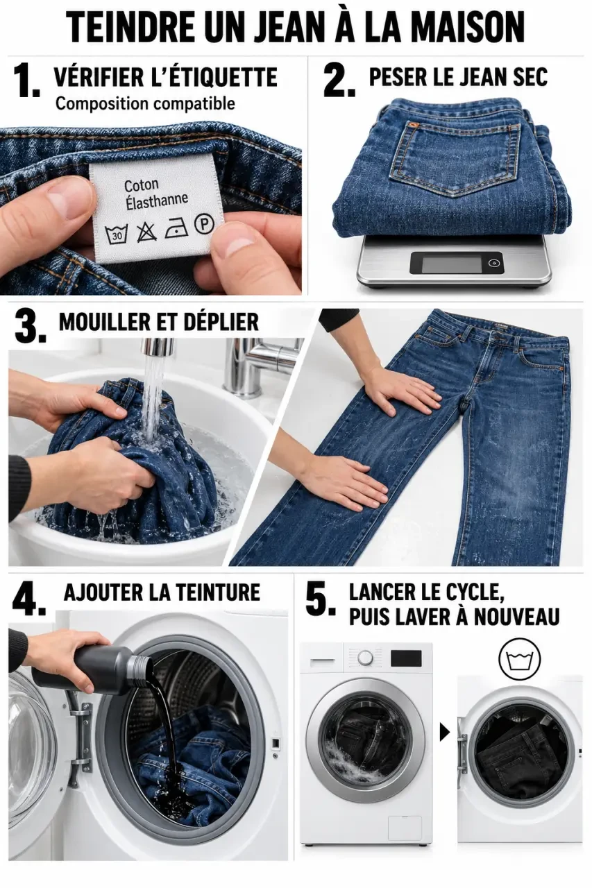 Teindre un jean à la maison : étapes de préparation, coloration en machine et lavage final