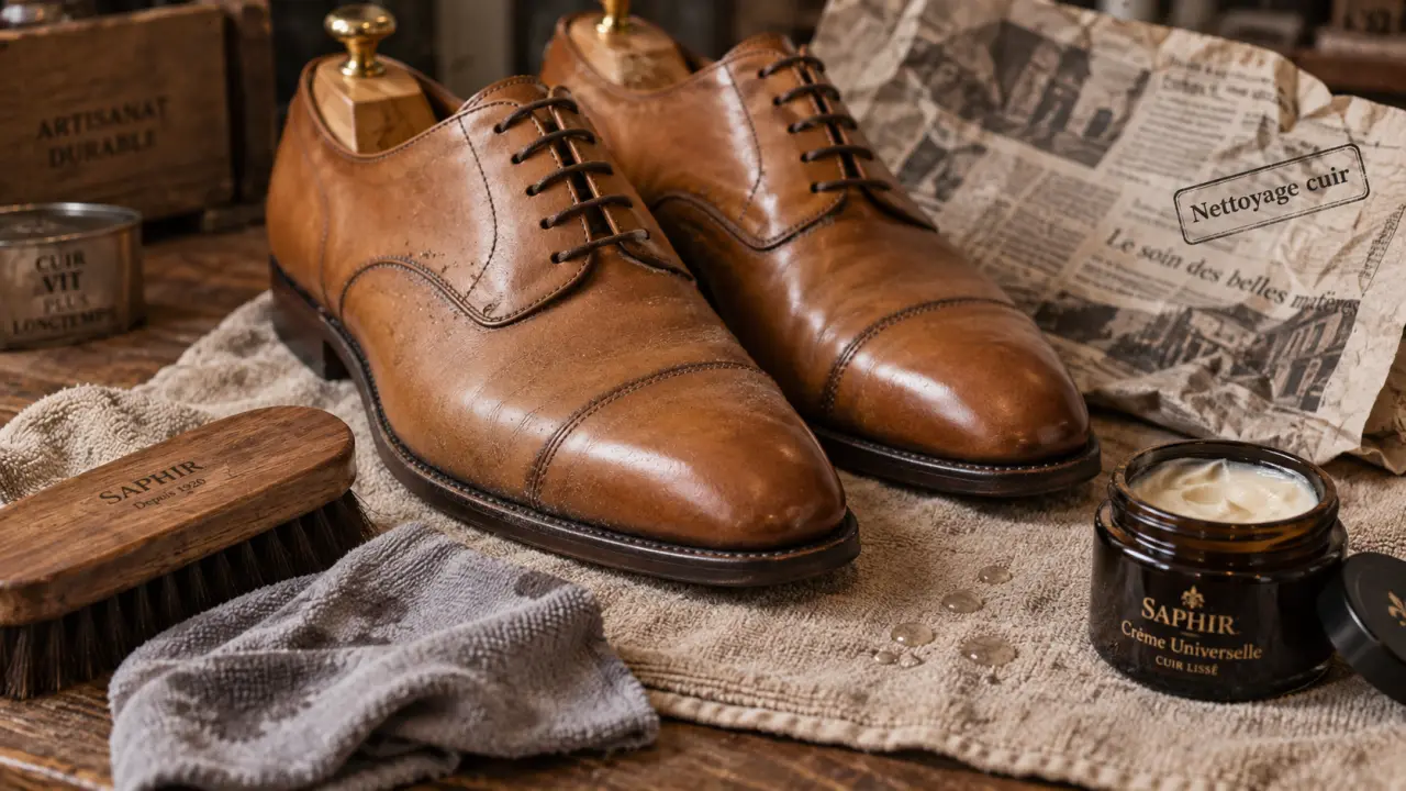 Nettoyer chaussures en cuir : chiffon humide et séchage